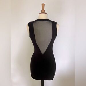 Zara stretch knit mini black dress with sexy back